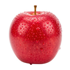 Red apple with water droplets on black background