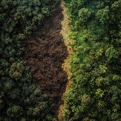 Fototapeta premium A deforested area regrowing into a thriving forest