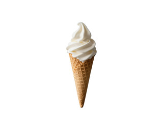Simple soft serve ice cream cone isolated, transparent background