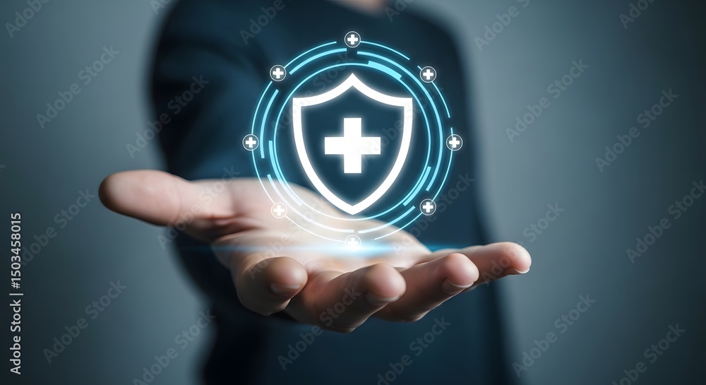 Aufkleber digital shield protecting your health data with innovative technology and cybersecurity solutions