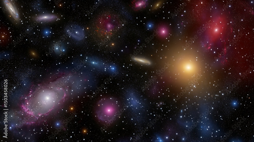 Wall mural cosmic rendering of voids of space vast regions with little matter surrounding the dense areas of ga