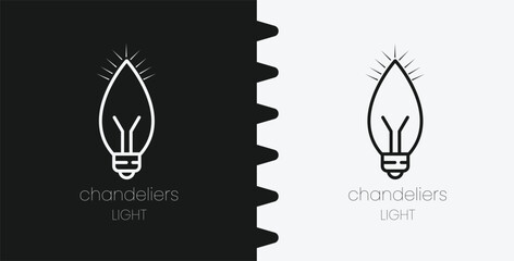 Minimalist Light Bulb Icon Vector Simple Outline Illustration of Lamp for Chandeliers and Lighting Graphic