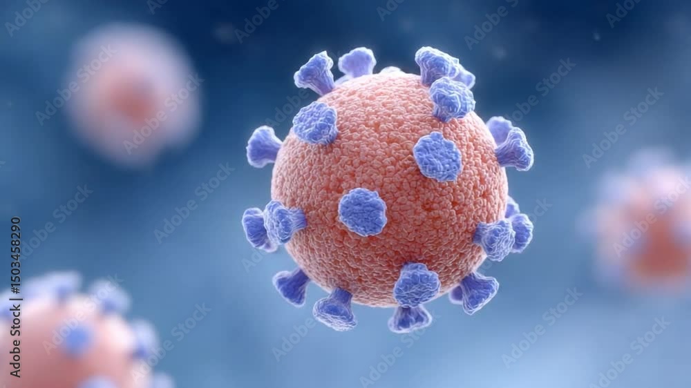 Aufkleber microscopic virus: a detailed close-up of a virus particle, highlighting its intricate structure and