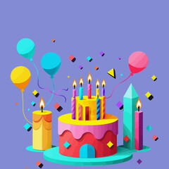 Colorful-Birthday-Celebration-Cake-Candles-Balloons-and-Confetti-Festive-Illustration-for-Birthday-Cards-and-Party-Invitations-Joyful-Greeting-Card