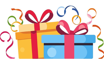 Colorful-Gift-Boxes-with-Ribbons-and-Confetti-Celebrating-Birthday-Holidays-and-Special-Occasions-Illustrating-Fun-and-Joy-with-Festive-Decorations-Cheerful