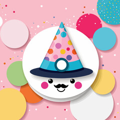 Cute-Birthday-Party-Hat-Illustration-Festive-Celebration-Background-Whimsical-Design-Cheerful-Graphics-Fun-Kid-Friendly-Birthday-Theme-Creative-Party-Decor