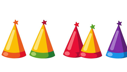 Colorful-Party-Hats-with-Stars-Vector-Illustration-Bright-Birthday-Hats-for-Celebrations-Fun-Hats-Isolated-on-White-Celebration-Party-Hats