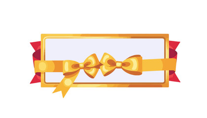 Elegant-Gold-Frame-with-Ribbons-Festive-Gift-Card-Template-Decorative-Banner-with-Bows-Luxury-Invitation-Design-Celebration-Greeting-Card-Vector-Illustration