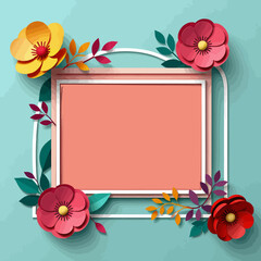 Floral-Frame-Design-with-Paper-Cut-Flowers-Modern-Floral-Arrangement-with-Blank-Space-for-Text-Graphic-Flower-Background-Colorful-Paper-Flowers