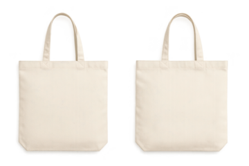 Minimalist canvas tote bags, neutral color, spacious and durable design, perfect for shopping or everyday use, ample copy-space. Isolated on white background or PNG