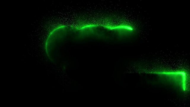 Minimal Animated Background Loop for Live Stream and Presentations, abstract picture frame with one smokey glitter fiery tone neon color and isolated black background. 4k video.