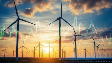 Cinematic Wind Energy: Financial Trends Meet Clean Tech at Golden Hour - Powered by Adobe