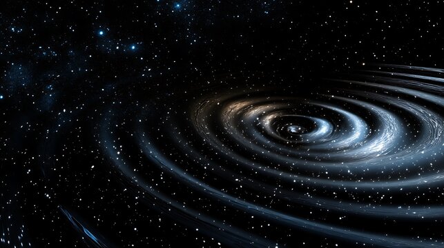 Deep space visualization of gravitational waves propagating through the cosmos bending light and space time causing ripples across the universe's fabric