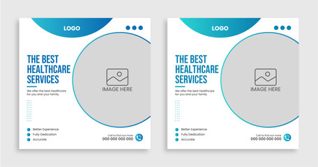 Healthcare social media post banner, Medical healthcare promotion banner template design