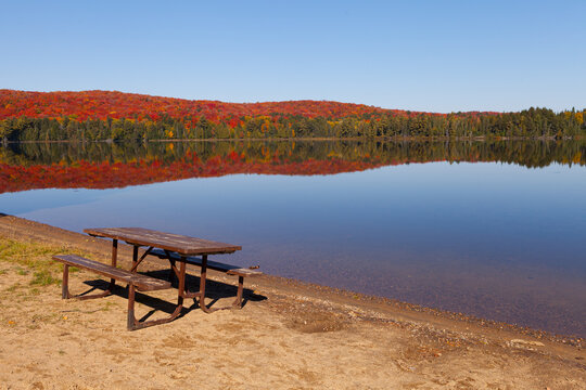 Picnic Table Lake Fall Colours