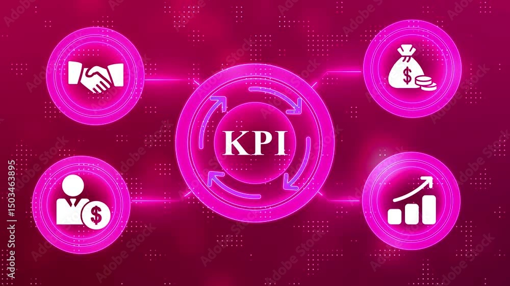 Aufkleber technology business concept with kpi. kpi key performance indicator for business concept with techno