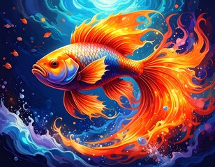Fototapeta premium abstract background with colorful fishes