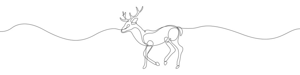 Deer icon line continuous drawing vector. One line Deer icon vector background. Deer icon. Continuous outline of a Deer icon.