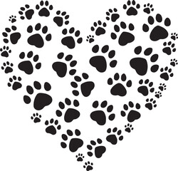 Cat Silhouettes with Paw Prints vector