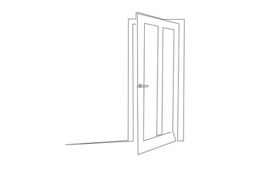 Line Art Door Silhouette. Outline Frame Room Door Symbol Isolated on White. Graphic Home Interior Entrance Element. One Editable Thin Stroke. Sketch Door Contour Frame Border.