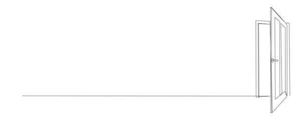 Line Art Door Silhouette. Outline Frame Room Door Symbol Isolated on White. Graphic Home Interior Entrance Element. One Editable Thin Stroke. Sketch Door Contour Frame Border.