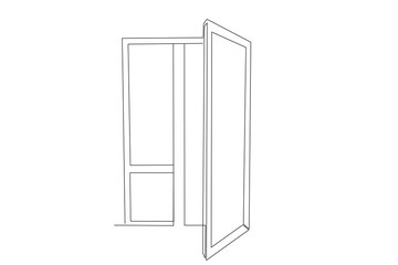 Line Art Door Silhouette. Outline Frame Room Door Symbol Isolated on White. Graphic Home Interior Entrance Element. One Editable Thin Stroke. Sketch Door Contour Frame Border.