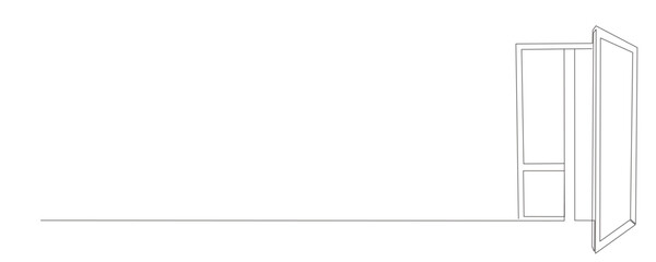 Line Art Door Silhouette. Outline Frame Room Door Symbol Isolated on White. Graphic Home Interior Entrance Element. One Editable Thin Stroke. Sketch Door Contour Frame Border.