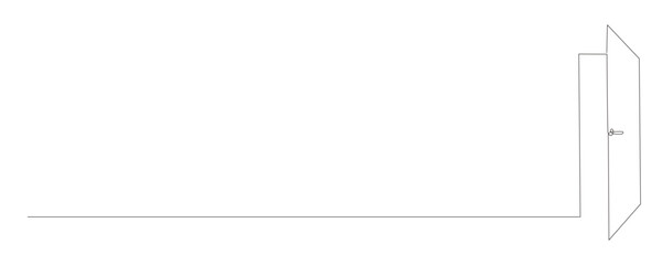 Line Art Door Silhouette. Outline Frame Room Door Symbol Isolated on White. Graphic Home Interior Entrance Element. One Editable Thin Stroke. Sketch Door Contour Frame Border.