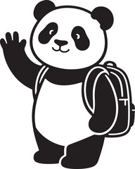 Panda with backpack school ready design, Educational panda illustration for kids