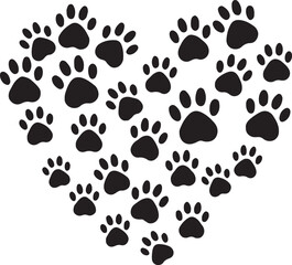 Fototapeta premium Cat Silhouettes with Paw Prints vector