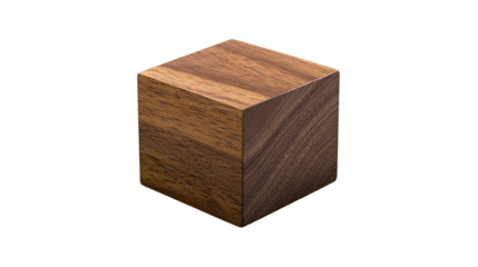 Perfect Wooden Cube Rotating on Transparent Background