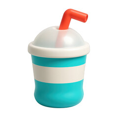Fototapeta premium Refreshing Cartoon Slushy Cup with Straw