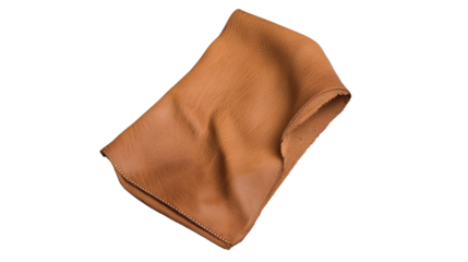 Piece of Light Brown Leather Floating on Transparent Background