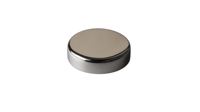 Small round chrome furniture fitting on transparent background