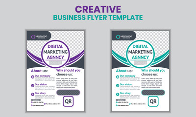 Two colors is a modern and creative vector flyer template design.