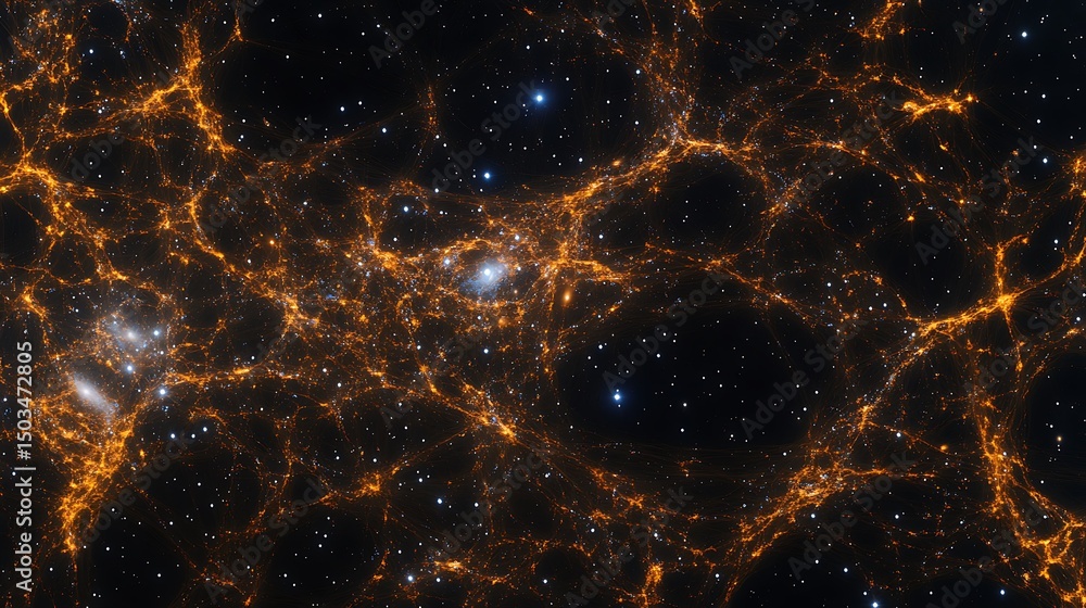 Wall mural serene view of light years of cosmic web structure showcasing the interconnection of galaxies and th