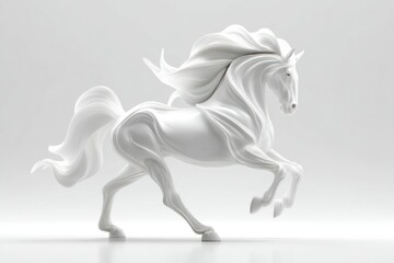 Fototapeta premium Elegant White Horse Sculpture in Motion Artistic Statue of a Galloping Equine Dynamic Pose fo