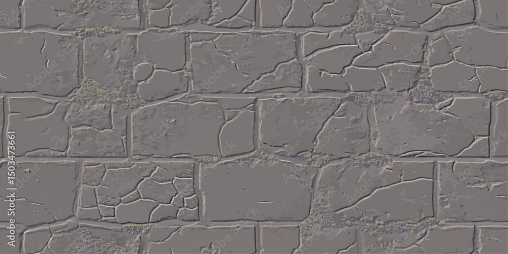 Aufkleber gray stone brick wall is shown in a close up view. the rough texture and mortar joints are visible, 