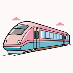 Modern pink and blue train with smooth lines in a minimal style  