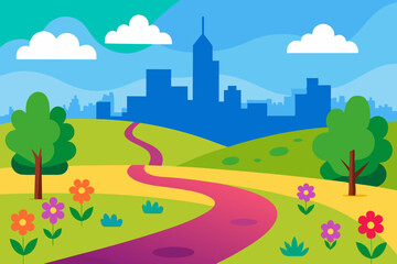 Obraz premium landscape with city landscape