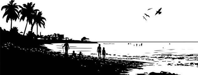 Fototapeta premium silhouetted of a tropical beach