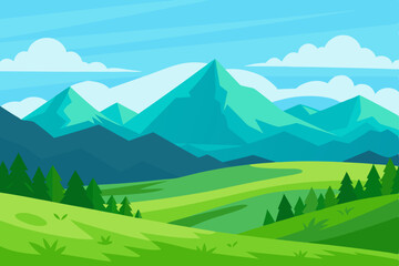 summer landscape with mountains