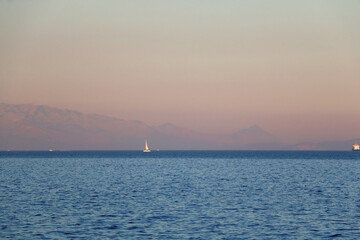 Sailing boat and beautiful Adriatic sea landscape in Croatia.