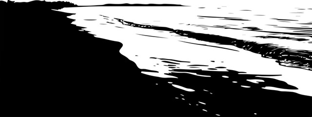 silhouetted of a tropical beach