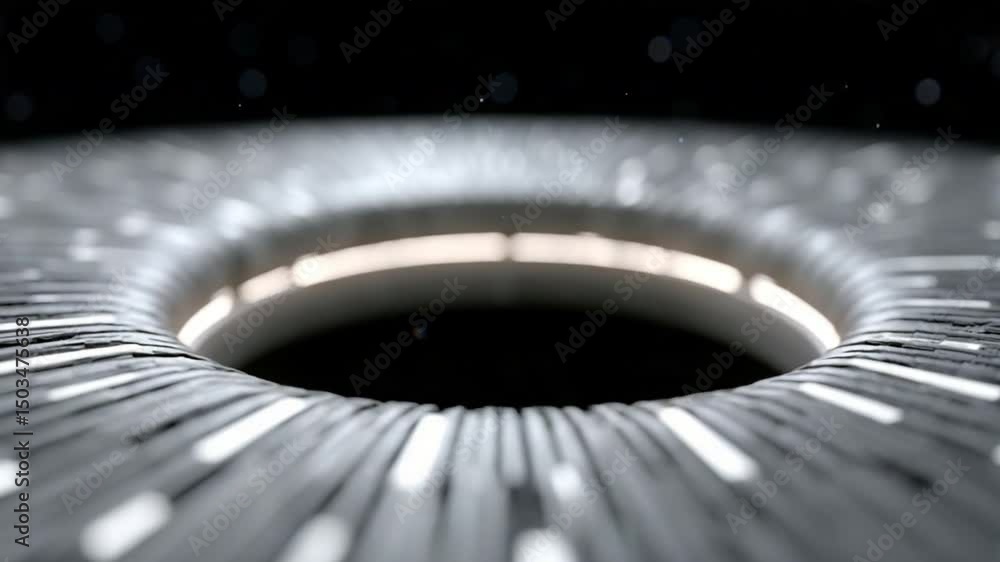 Poster Abstract Hole Design: A captivating close-up view of a circular design with geometric patterns and a central aperture, rendered in high detail with a sense of depth and dimension.