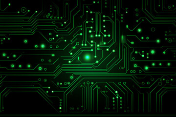 Green glowing circuits on a black background pattern background wallpaper