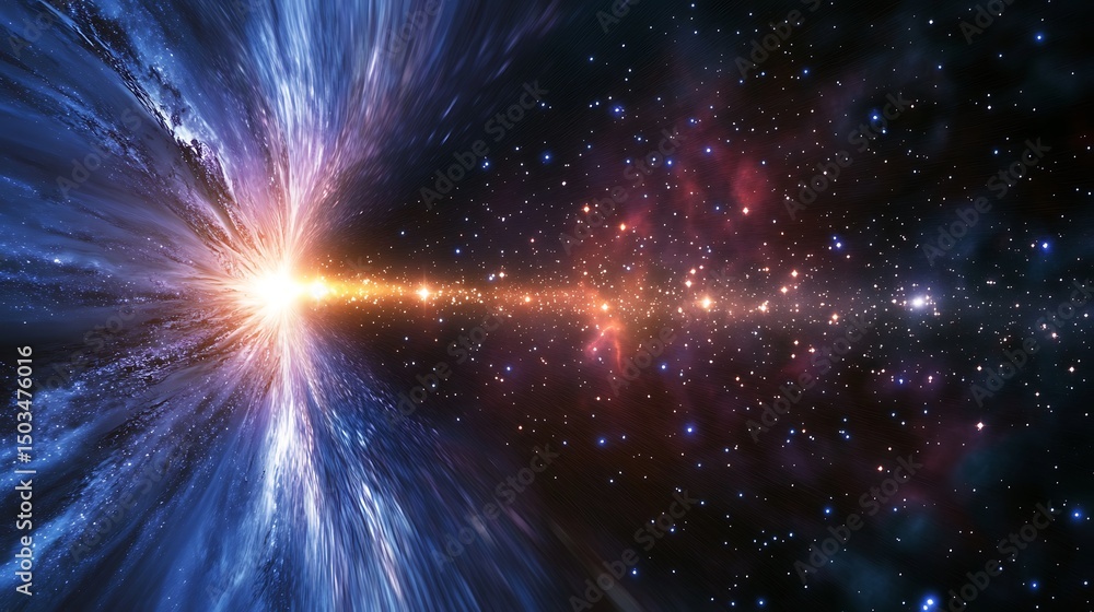 Wall mural visual of cosmic dawn where the first stars ignite and light up the universe transitioning from dark