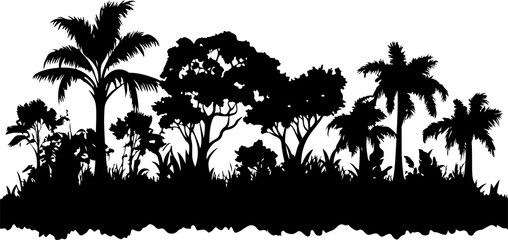 tropical jungle silhouette illustration