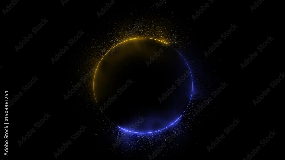 Poster minimal glowing animated background loop for youtube and presentations, circle picture frame with tw