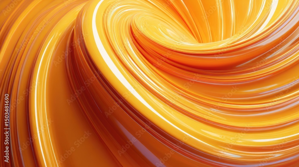 Poster golden swirl abstract flow of light with liquid texture, and 3d render.